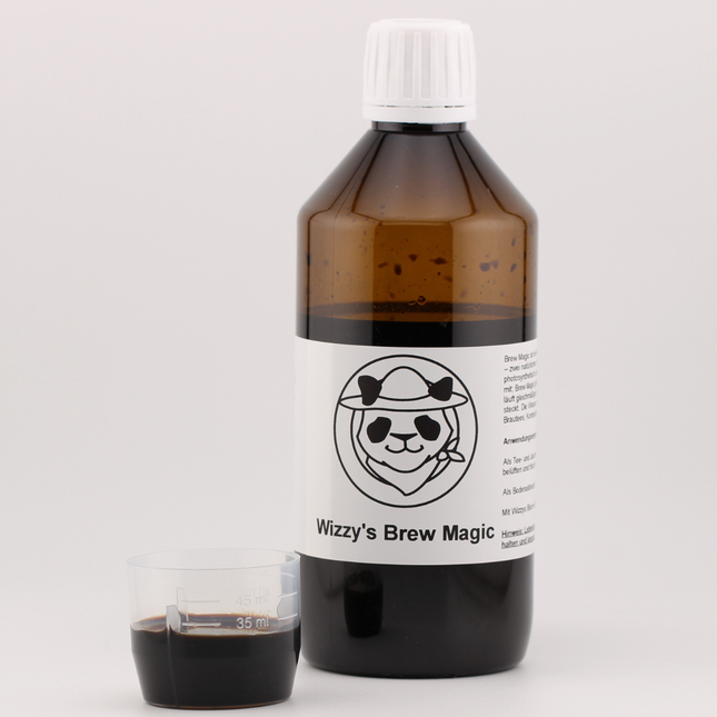Wizzy's Brew Magic 300 ml Flasche mit Messbecher – flüssiger Bokashi-Vinasse-Aktivator für Komposttee und Jauche